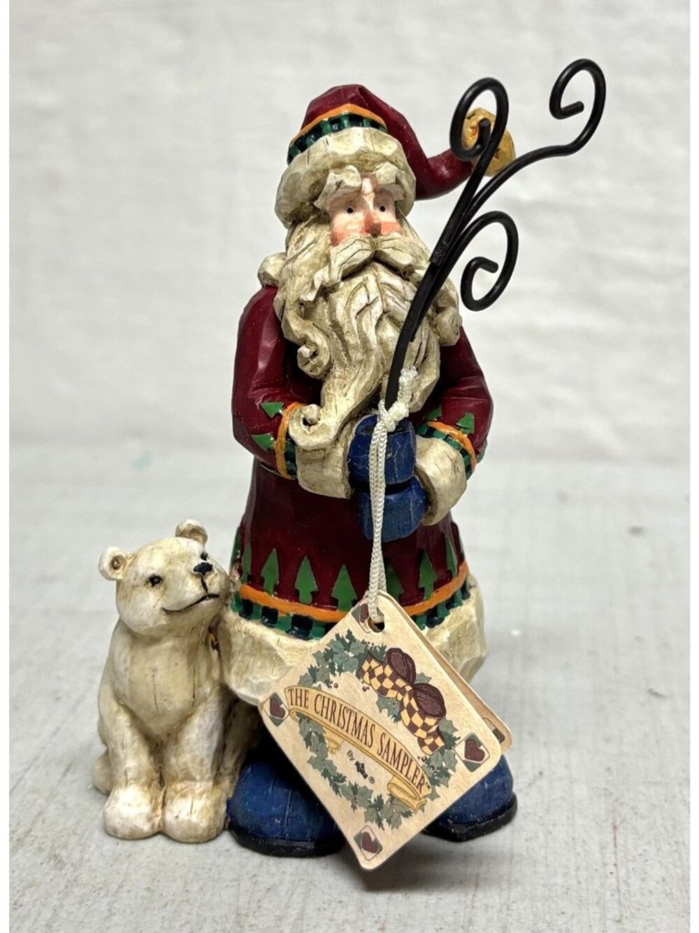 Russ Berrie Santa Claus The Christmas Sampler Figurine With Polar Bear